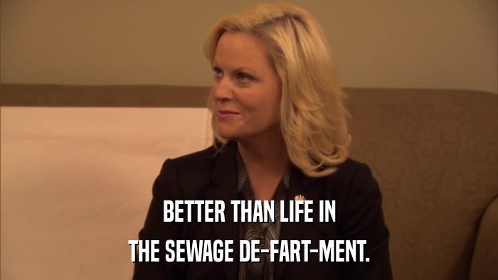 BETTER THAN LIFE IN THE SEWAGE DE-FART-MENT. 