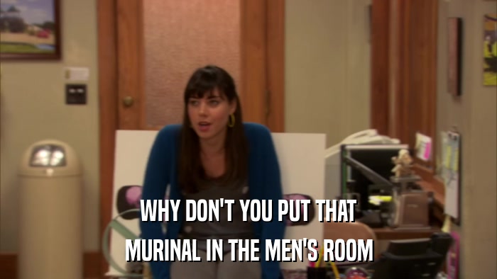 WHY DON'T YOU PUT THAT MURINAL IN THE MEN'S ROOM 