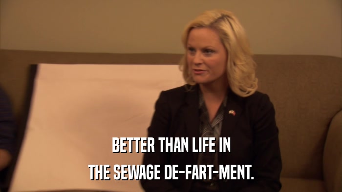 BETTER THAN LIFE IN THE SEWAGE DE-FART-MENT. 