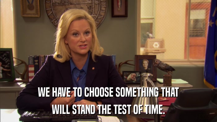 WE HAVE TO CHOOSE SOMETHING THAT WILL STAND THE TEST OF TIME. 