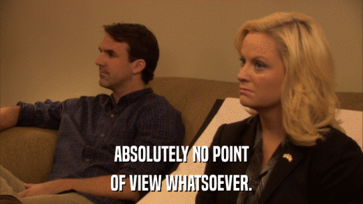 ABSOLUTELY NO POINT OF VIEW WHATSOEVER. 