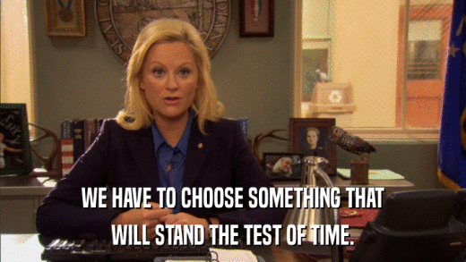 WE HAVE TO CHOOSE SOMETHING THAT WILL STAND THE TEST OF TIME. 