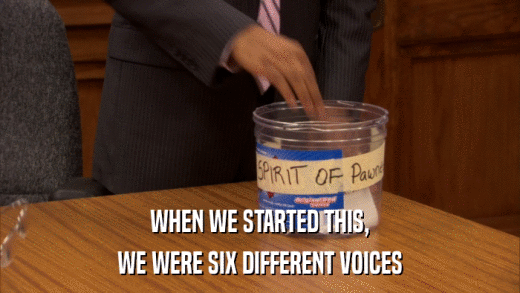 WHEN WE STARTED THIS, WE WERE SIX DIFFERENT VOICES 