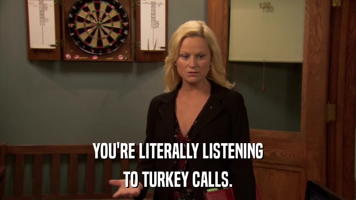 YOU'RE LITERALLY LISTENING TO TURKEY CALLS. 