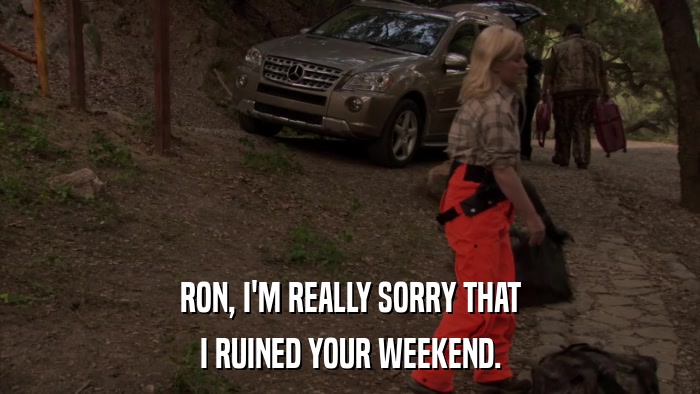 RON, I'M REALLY SORRY THAT I RUINED YOUR WEEKEND. 