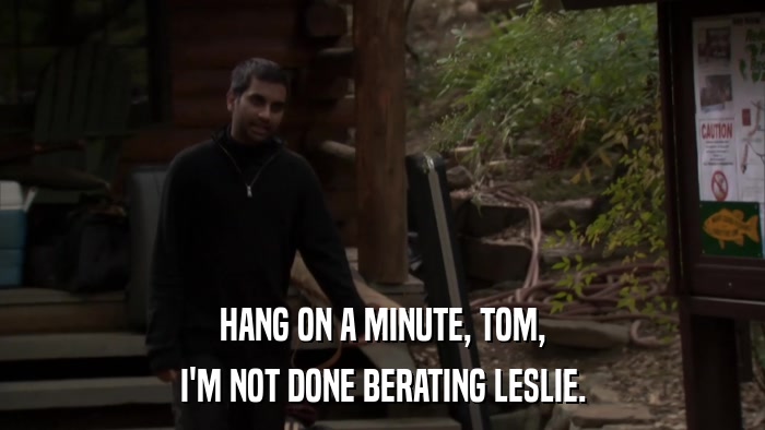 HANG ON A MINUTE, TOM, I'M NOT DONE BERATING LESLIE. 