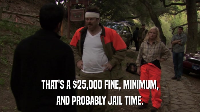 THAT'S A $25,000 FINE, MINIMUM, AND PROBABLY JAIL TIME. 