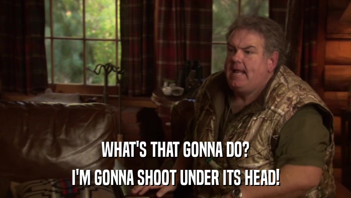 WHAT'S THAT GONNA DO? I'M GONNA SHOOT UNDER ITS HEAD! 