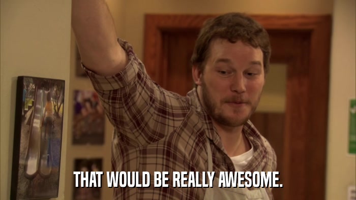 THAT WOULD BE REALLY AWESOME.  