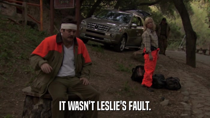 IT WASN'T LESLIE'S FAULT.  