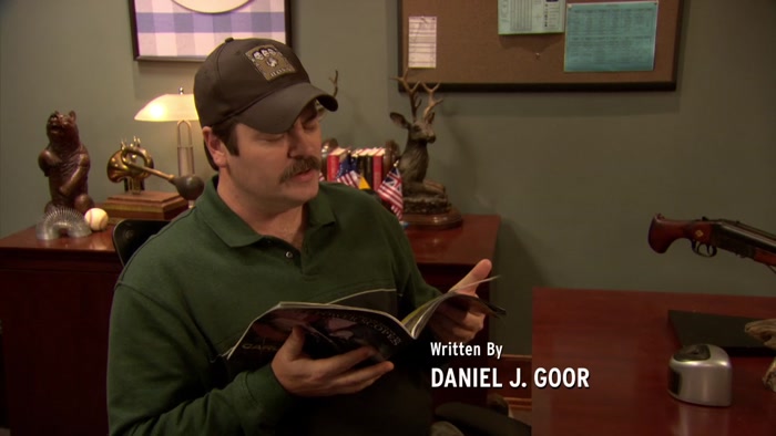 HUNTING TRIP? WE'RE DOING A TRAIL SURVEY, LESLIE. 