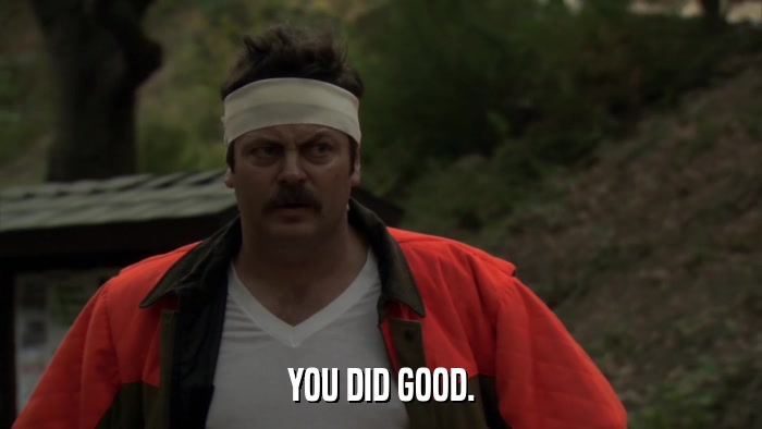 YOU DID GOOD.  