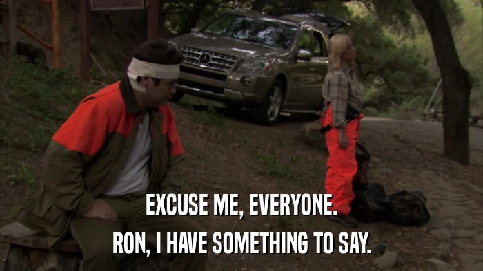 EXCUSE ME, EVERYONE. RON, I HAVE SOMETHING TO SAY. 