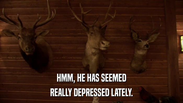 HMM, HE HAS SEEMED REALLY DEPRESSED LATELY. 