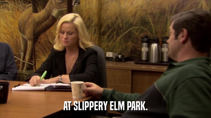 AT SLIPPERY ELM PARK.  