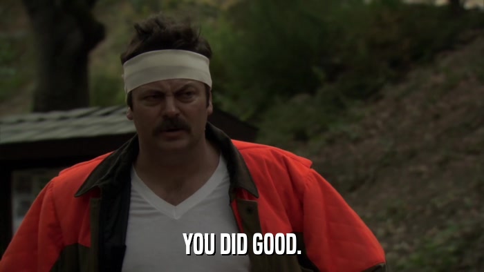 YOU DID GOOD.  