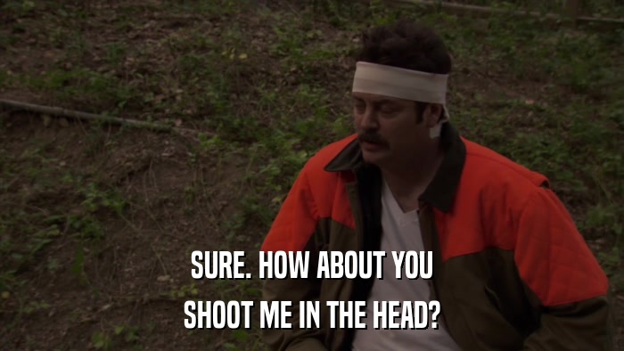 SURE. HOW ABOUT YOU SHOOT ME IN THE HEAD? 