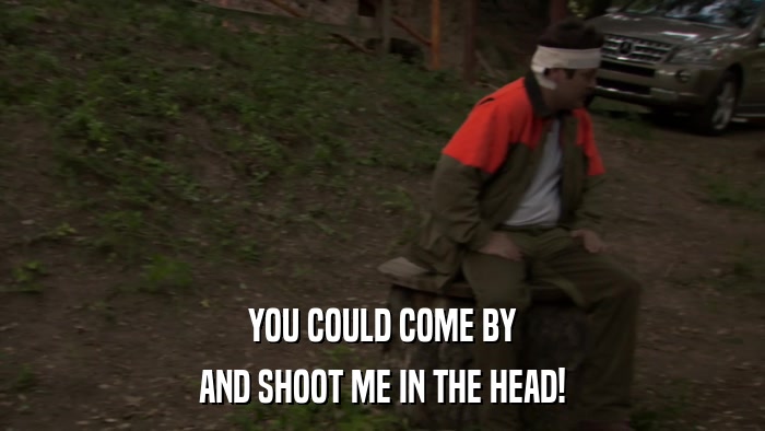 YOU COULD COME BY AND SHOOT ME IN THE HEAD! 