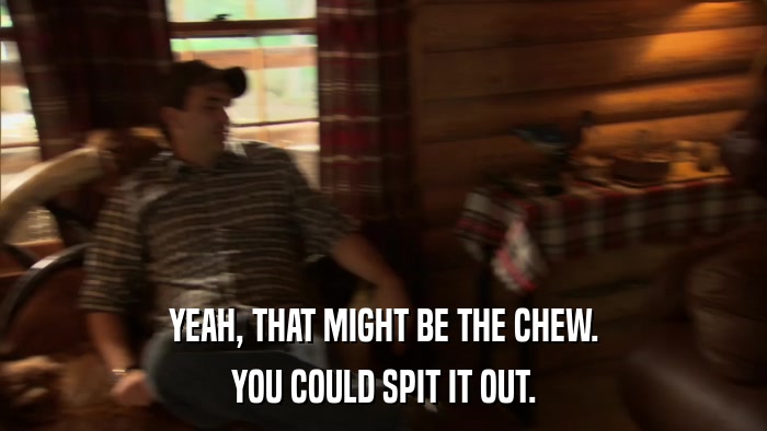 YEAH, THAT MIGHT BE THE CHEW. YOU COULD SPIT IT OUT. 