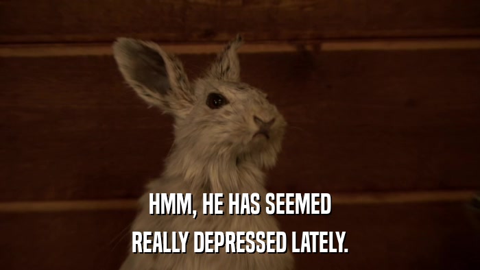 HMM, HE HAS SEEMED REALLY DEPRESSED LATELY. 