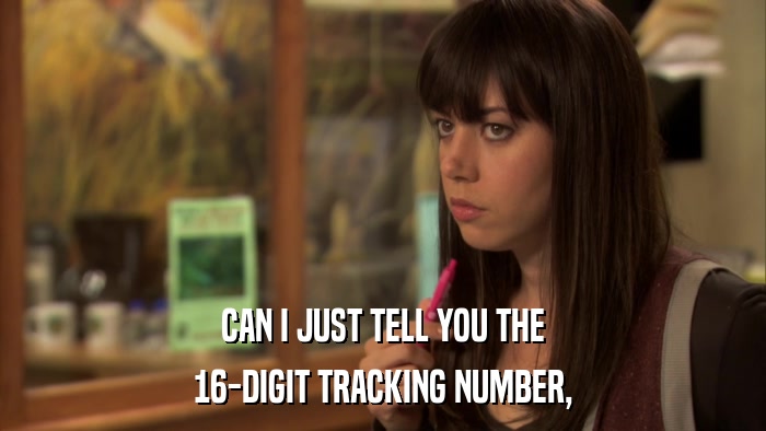CAN I JUST TELL YOU THE 16-DIGIT TRACKING NUMBER, 