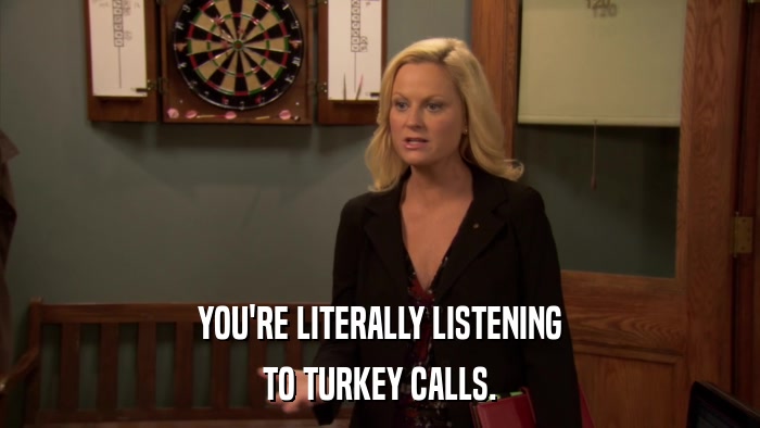YOU'RE LITERALLY LISTENING TO TURKEY CALLS. 