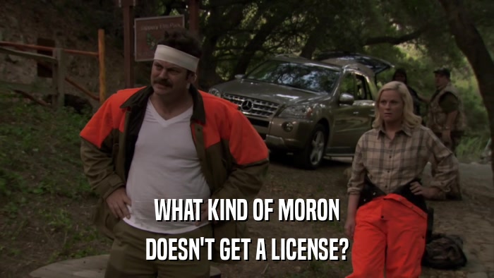 WHAT KIND OF MORON DOESN'T GET A LICENSE? 
