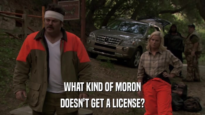WHAT KIND OF MORON DOESN'T GET A LICENSE? 