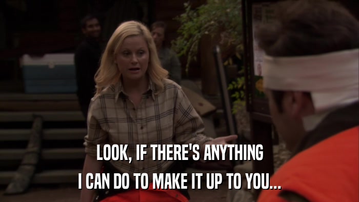 LOOK, IF THERE'S ANYTHING I CAN DO TO MAKE IT UP TO YOU... 