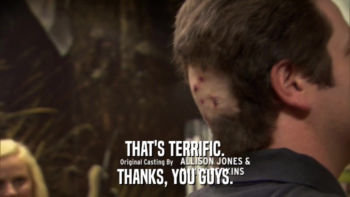 THAT'S TERRIFIC. THANKS, YOU GUYS. 