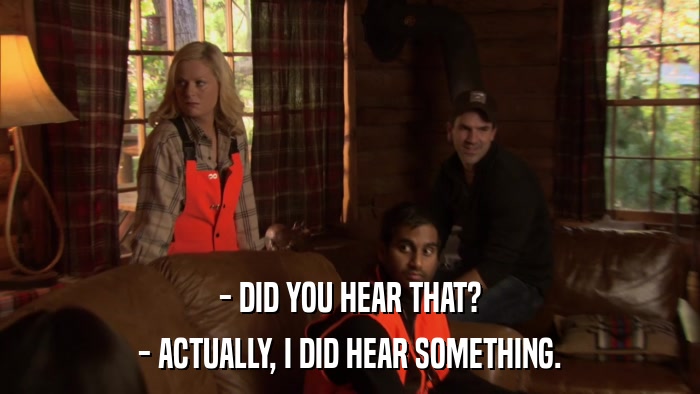 - DID YOU HEAR THAT? - ACTUALLY, I DID HEAR SOMETHING. 