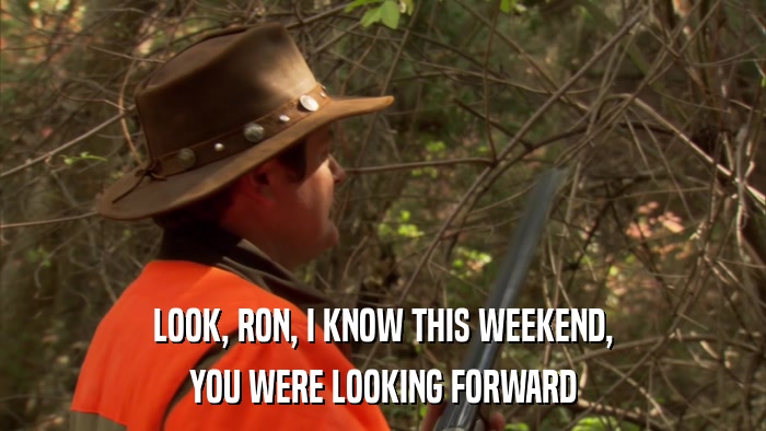 LOOK, RON, I KNOW THIS WEEKEND, YOU WERE LOOKING FORWARD 