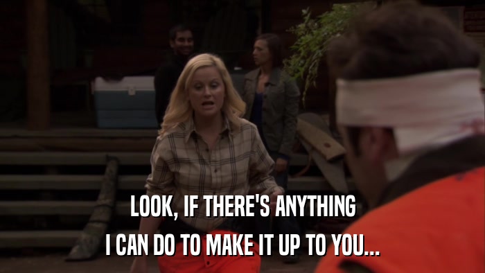 LOOK, IF THERE'S ANYTHING I CAN DO TO MAKE IT UP TO YOU... 