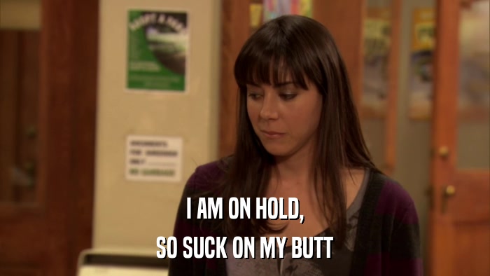 I AM ON HOLD, SO SUCK ON MY BUTT 