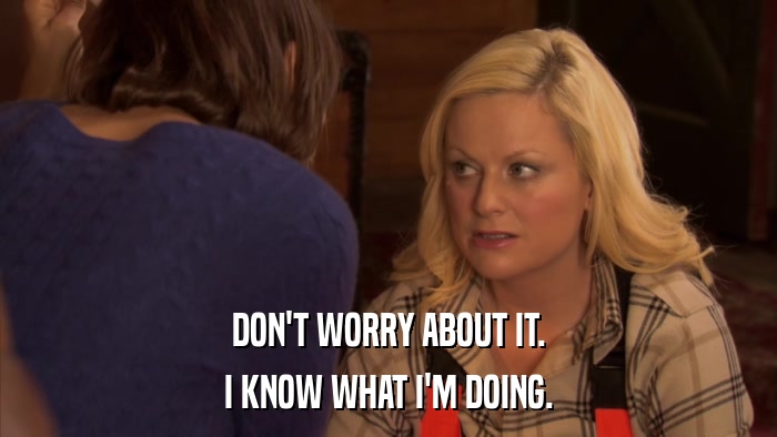 DON'T WORRY ABOUT IT. I KNOW WHAT I'M DOING. 