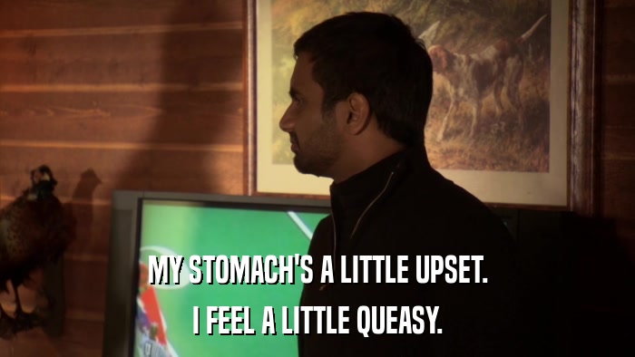 MY STOMACH'S A LITTLE UPSET. I FEEL A LITTLE QUEASY. 