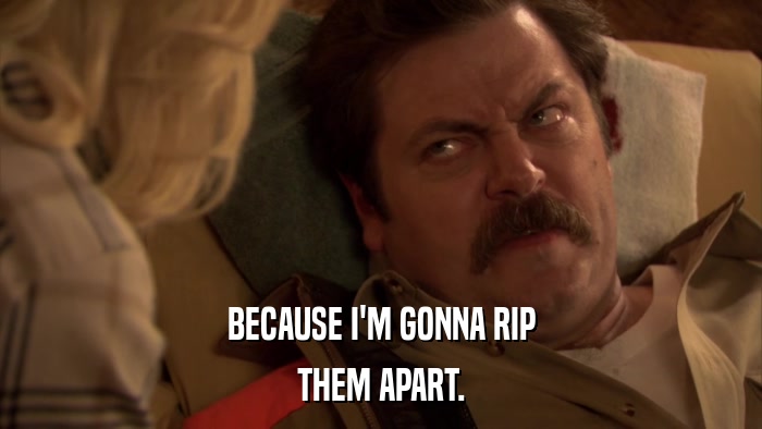 BECAUSE I'M GONNA RIP THEM APART. 