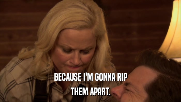 BECAUSE I'M GONNA RIP THEM APART. 