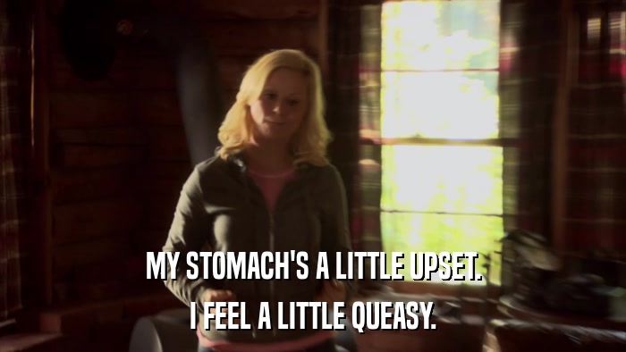 MY STOMACH'S A LITTLE UPSET. I FEEL A LITTLE QUEASY. 