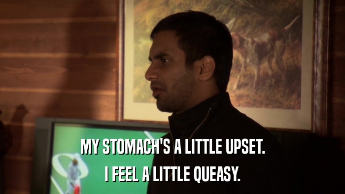 MY STOMACH'S A LITTLE UPSET. I FEEL A LITTLE QUEASY. 