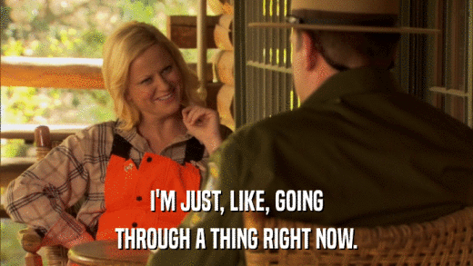 I'M JUST, LIKE, GOING THROUGH A THING RIGHT NOW. 