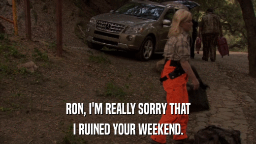 RON, I'M REALLY SORRY THAT I RUINED YOUR WEEKEND. 