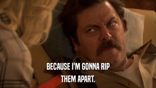 BECAUSE I'M GONNA RIP THEM APART. 