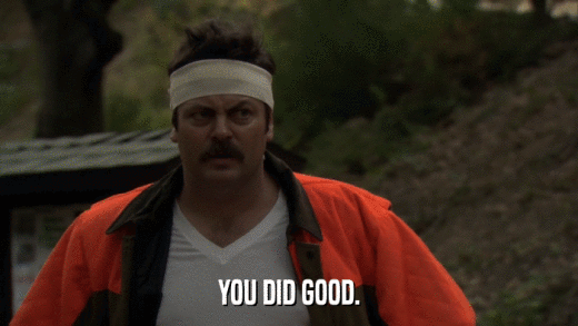 YOU DID GOOD.  