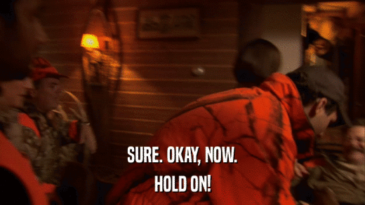 SURE. OKAY, NOW. HOLD ON! 