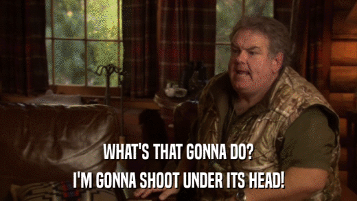 WHAT'S THAT GONNA DO? I'M GONNA SHOOT UNDER ITS HEAD! 