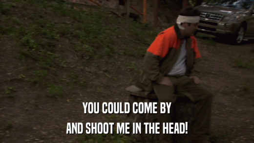 YOU COULD COME BY AND SHOOT ME IN THE HEAD! 