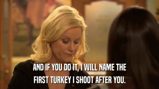 AND IF YOU DO IT, I WILL NAME THE FIRST TURKEY I SHOOT AFTER YOU. 
