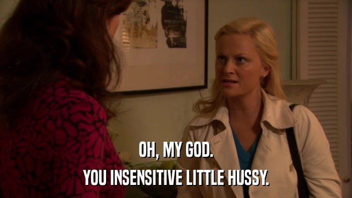 OH, MY GOD. YOU INSENSITIVE LITTLE HUSSY. 