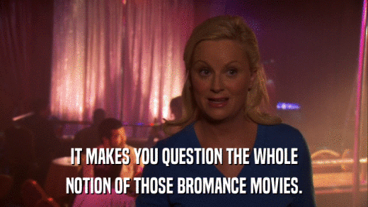 IT MAKES YOU QUESTION THE WHOLE NOTION OF THOSE BROMANCE MOVIES. 